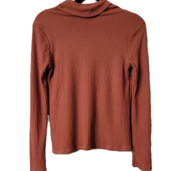 Paper Crane Waffle Knit Cowl Neck Sweater Size Small Rust Color - Picture 4 of 6